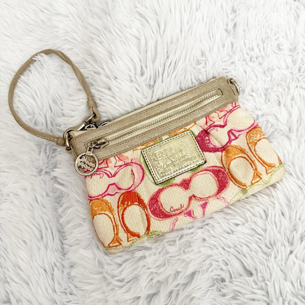 COACH | Mini Bag Wristlet Purse Bright Multi-Color Gold Edging Strap Vintage Y2K